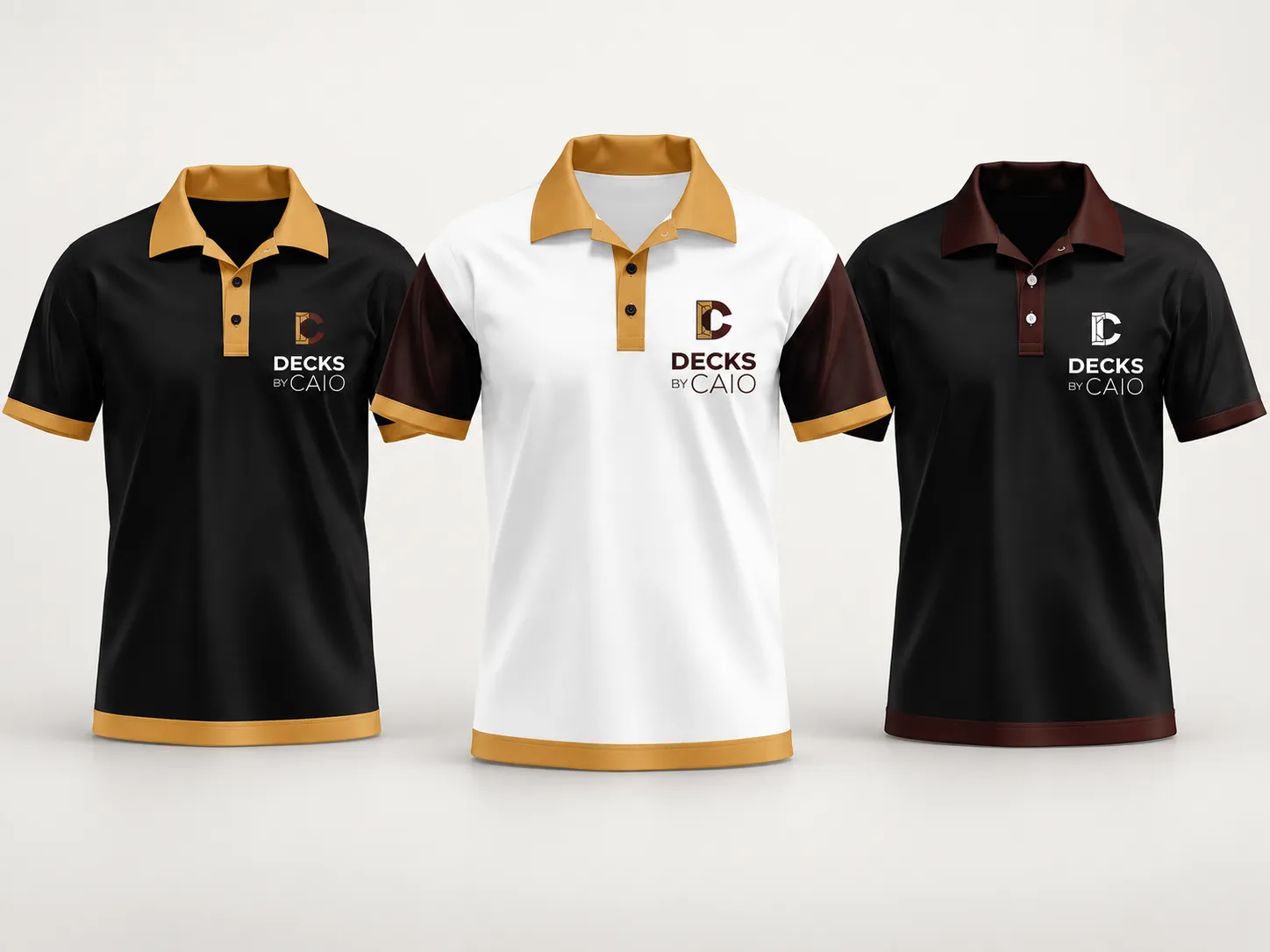 Camisas polo com a identidade visual da Decks by Caio