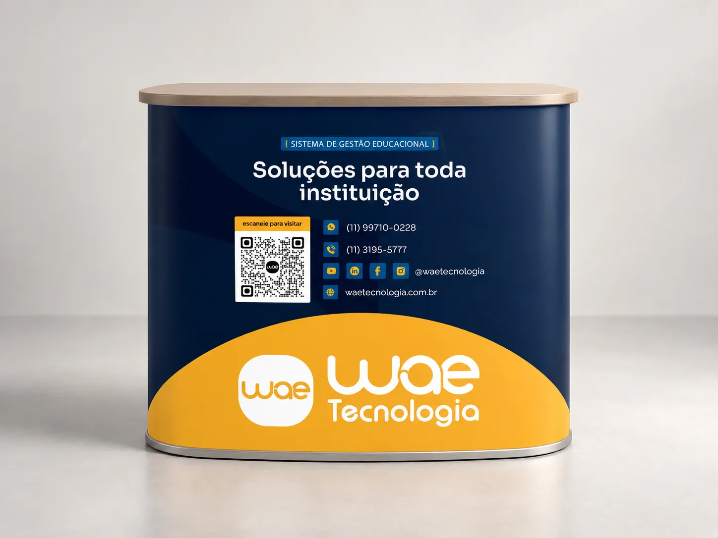 Balcão promocional da WAE Tecnologia para eventos